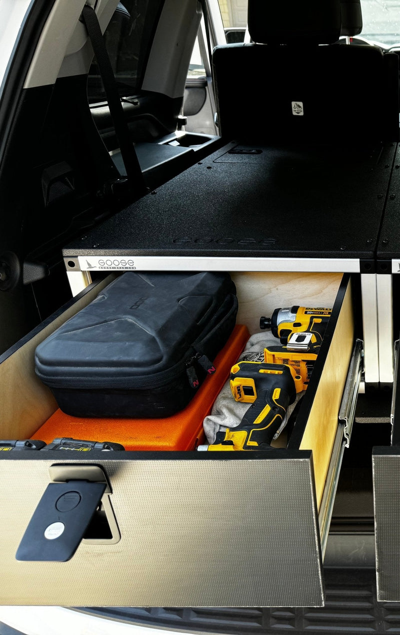 Load image into Gallery viewer, Goose Gear Toyota - Sequoia - 2023 - Present - 3rd Gen - Explore Series - Single Drawer - 19 - 3/16" Width x 38" Deep x 10" High - Drawer Module with Short Drawer 20" and Storage Space Behind Drawer