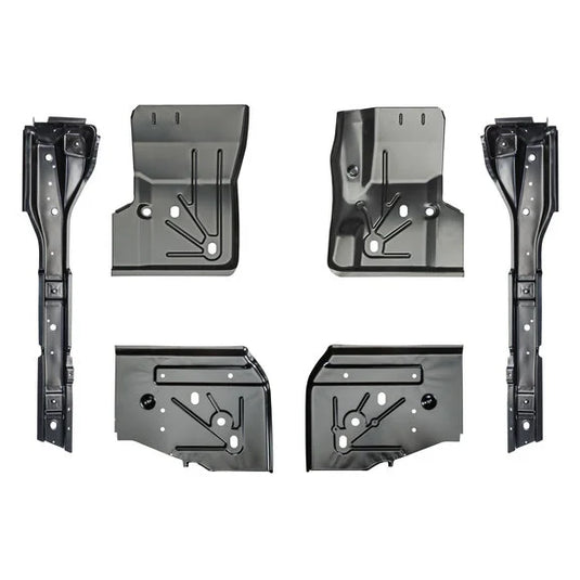 Key Parts 6pc Replacement Stamped Steel Floor Section Kit with Full Length Floor Supports for 97-06 Jeep Wrangler TJ