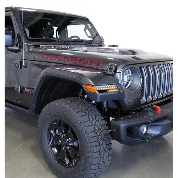Quake LED QTE1023 DRL Fender Lights with Sequential Turn Signals & Side Markers in Smoke for 18-21 Jeep Wrangler JL & Gladiator JT Rubicon, Moab & Sahara Models