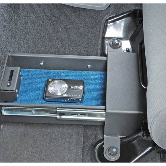 Load image into Gallery viewer, Bestop 42640-01 Locking Under Seat Storage Box in Textured Black for 07-10 Jeep Wrangler &amp; 07-18 Wrangler Unlimited JK Driver Side
