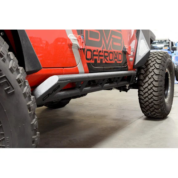 Load image into Gallery viewer, DV8 Offroad SRJL-03 Tubular Rock Sliders with Plated End Caps for 18-20 Jeep Wrangler JL Unlimited
