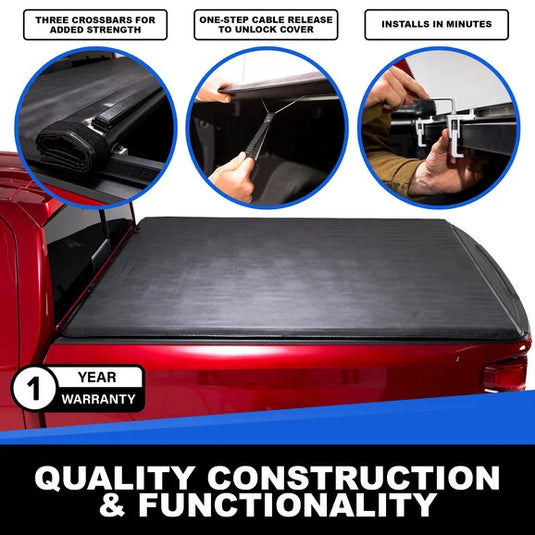 TACTIK Roll-Up Soft Vinyl Truck Bed Tonneau Cover for 04-14 Ford F-150