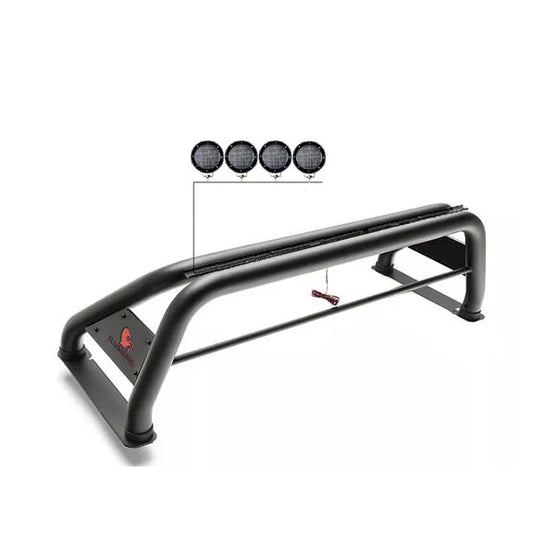 Black Horse Off Road Classic Roll Bar with 2 Sets of 5.3" Round LED Lights for 20-23 Jeep Gladiator JT without Tonneau