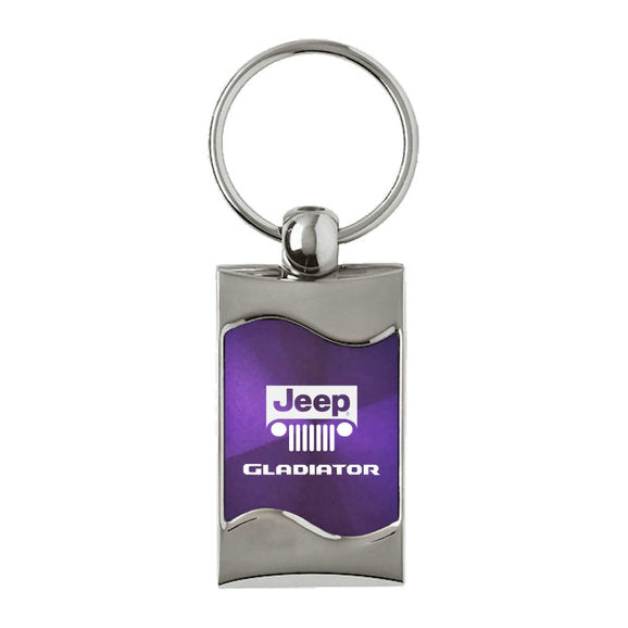 Load image into Gallery viewer, Automotive Gold Jeep Logo Gladiator Rectangle Wave Keychain
