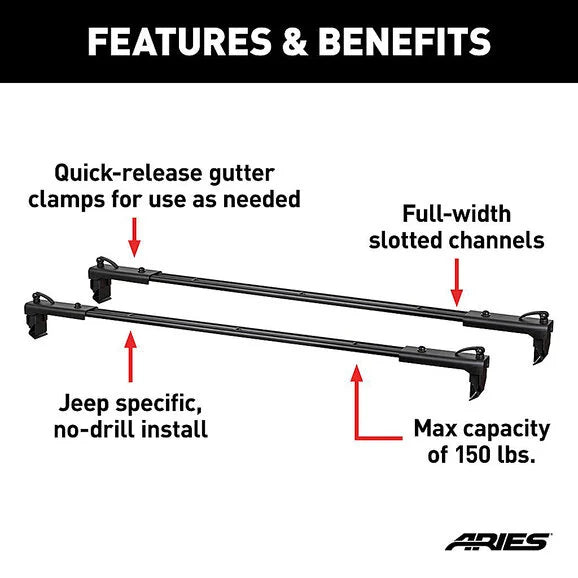 Load image into Gallery viewer, Aries 2070450 Roof Rack Crossbars for 07-18 Jeep Wrangler JK
