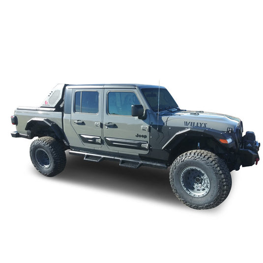 Black Horse Off Road Impact Heavy Duty Drop Side Steps in Black for 20-24 Jeep Gladiator JT