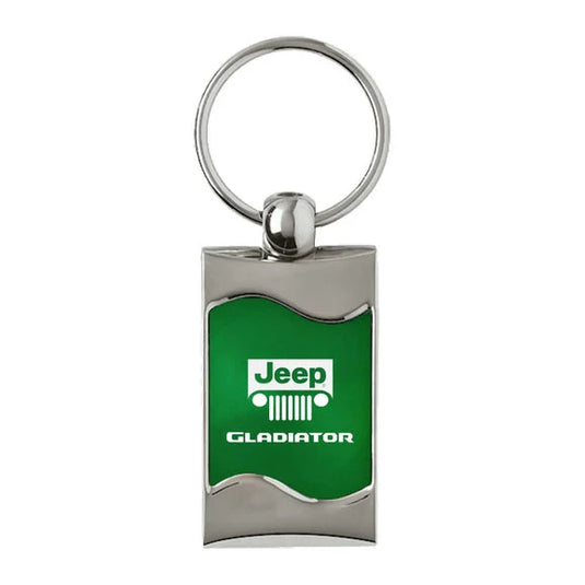 Automotive Gold Jeep Logo Gladiator Rectangle Wave Keychain