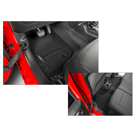 Load image into Gallery viewer, WeatherTech 441313-1-2 DigitalFit Front &amp; Rear FloorLiners in Black for 18-24 Jeep Wrangler JL Unlimited
