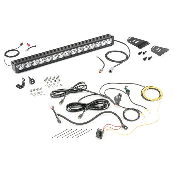 Load image into Gallery viewer, Quadratec J3 LED 28&quot; Light Bar with Hood Mount Brackets and Wiring for 07-18 Jeep Wrangler JK
