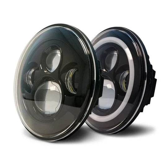 DV8 Offroad HL7JK-02 LED Projector Headlights with Angel Eyes for 07-18 Jeep Wrangler JK