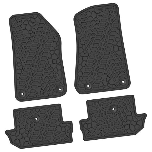 Load image into Gallery viewer, FlexTread Tire Tread/Scorched Earth Scene Front &amp; Rear Floor Liners for 18-24 Jeep Wrangler JL 2-Door
