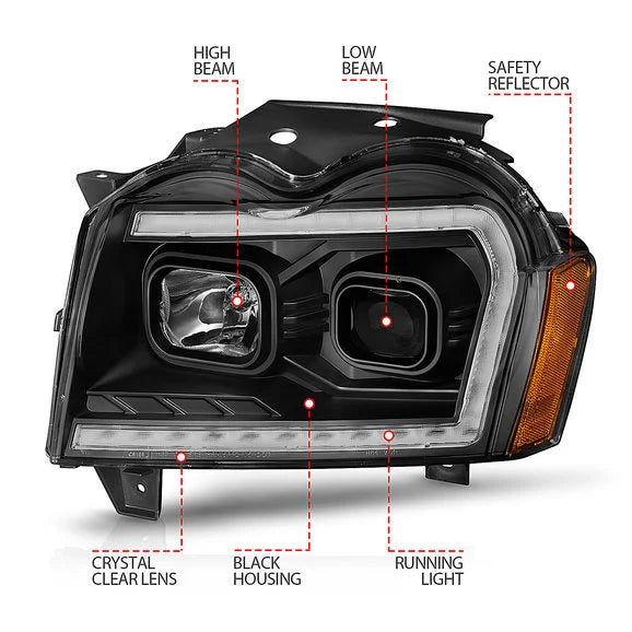 Load image into Gallery viewer, Anzo USA Projector Switchback Plank Style Headlights for 05-07 Grand Cherokee WK
