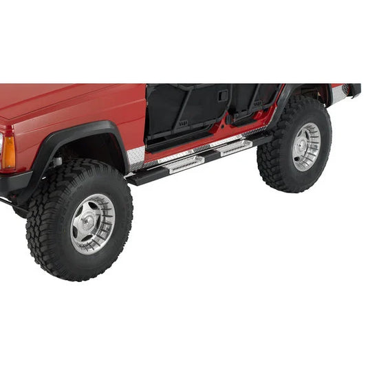 Warrior Products 7430 Rock Barz with Bright Aluminum Step for 84-01 Jeep Cherokee XJ 4 Door