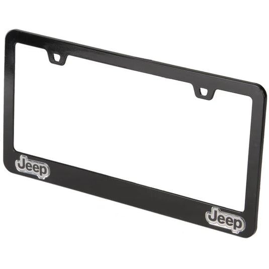 Eurosport Daytona 5418-2LO Jeep Logo Steel License Plate Frame in Black