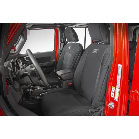 Load image into Gallery viewer, Rough Country Front &amp; Rear Seat Covers for 18-23 Jeep Wrangler JL Unlimited
