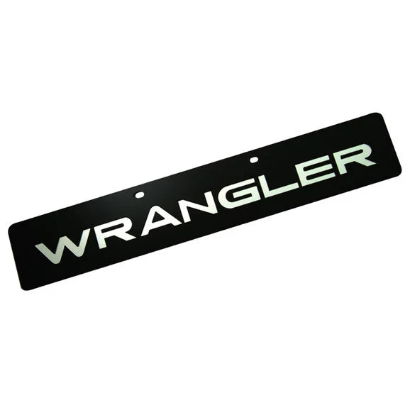 Load image into Gallery viewer, Eurosport Daytona 4423-1 Jeep Trail-Blazer License Plate with Wrangler Logo on Black Acrylic
