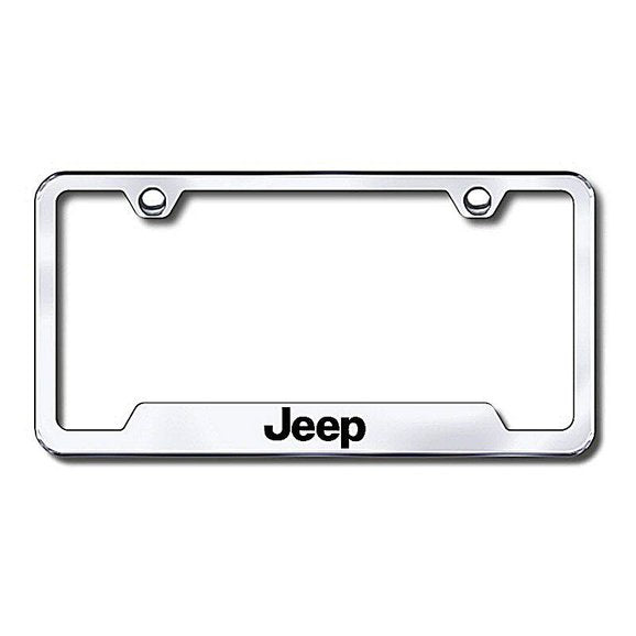 Load image into Gallery viewer, Automotive Gold Laser Etched Cut-Out Jeep Logo License Plate Frame
