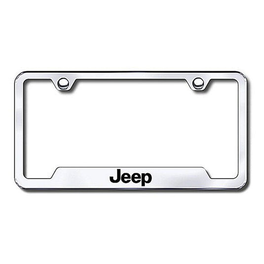 Automotive Gold Laser Etched Cut-Out Jeep Logo License Plate Frame