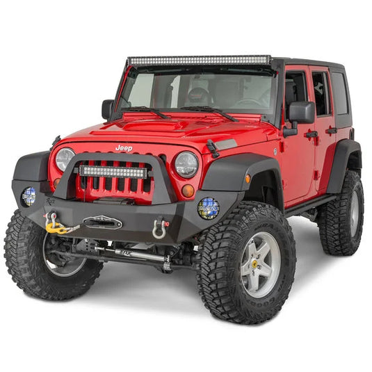 Rock Slide Engineering Rigid Series Front Bumper with Bull Bar & Winch Mount in Textured Black for 07-18 Jeep Wrangler JK