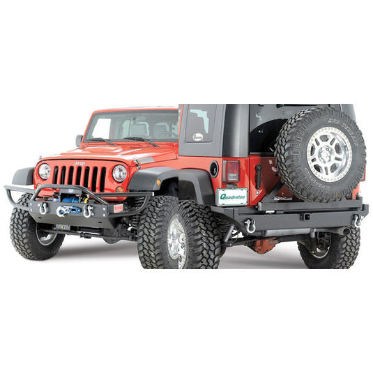 Rock Hard 4X4 Front Bumper with Tube Extensions & Recessed Winch Plate & Rear Bumper for 07-18 Jeep Wrangler JK