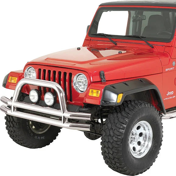 Load image into Gallery viewer, Rugged Ridge 11563.01 Double Tube Front Bumper with Hoop in Stainless Steel for 76-06 Jeep CJ-5, CJ-7, CJ-8 Scrambler, Wrangler YJ, TJ &amp; Unlimited
