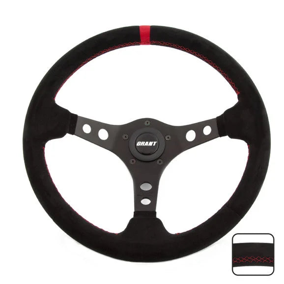 Grant Products Racing Edition Steering Wheel in Lightweight Aluminum with Ultra Suede Grip & Top Stripe