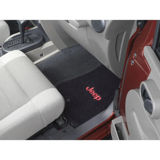 Lloyd Mats Custom Front & Rear Floor Mat Combo with Jeep Logo Embroidery for 07-10 Jeep Wrangler Unlimited JK 4 Door