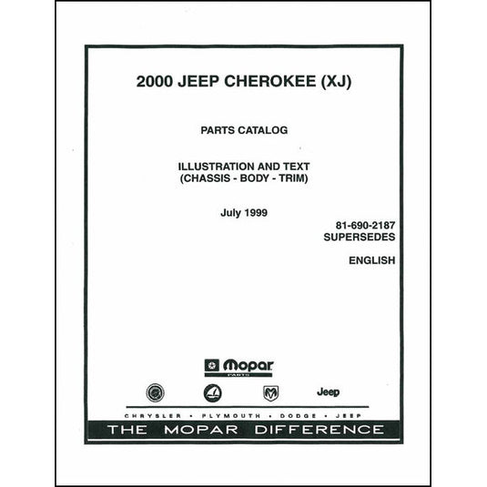 Bishko Automotive Literature Factory Authorized Parts Catalog for 97-00 Jeep Wrangler, Cherokee & Grand Cherokee Jeeps