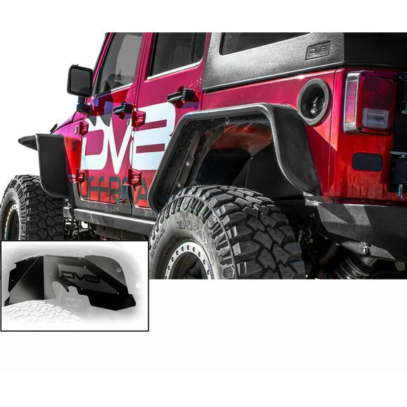 DV8 Offroad Front/Rear Flat Tube Fender Kit and Front Inner Fenders for 07-18 Jeep Wrangler JK