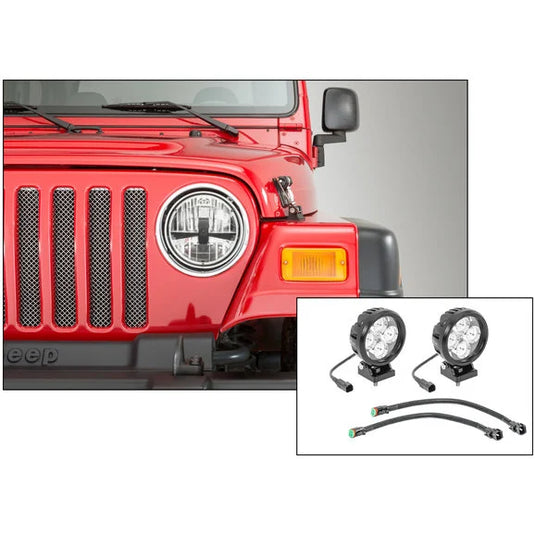 Quadratec Stealth LED Headlights with Hi Performance 4" Round LED Light Kit for 97-06 Jeep Wrangler TJ & Unlimited