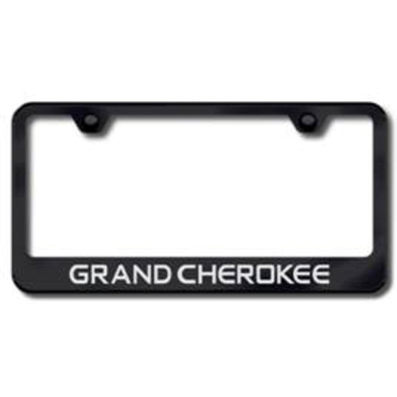 Load image into Gallery viewer, Automotive Gold Premiere Collection Etched Grand Cherokee Logo License Plate Frame in Stainless Steel
