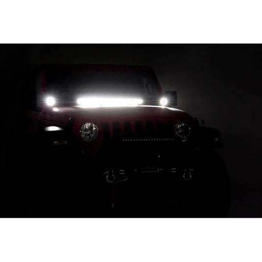 Rough Country 2in LED Cube Light Lower Windshield Kit for 18-24 Jeep Wrangler JL & Gladiator JT