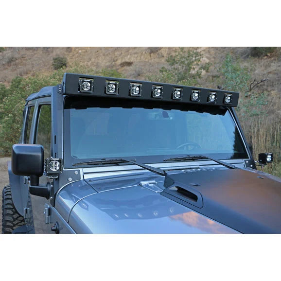 Load image into Gallery viewer, Go Rhino 738300T Eight 3&quot; LED Cube Windshield Light Frame for 07-18 Jeep Wrangler JK
