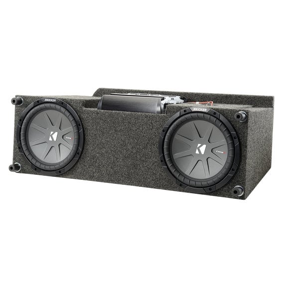 Load image into Gallery viewer, Quadratec Custom Rear Dual Subwoofer Kit with 10&quot; Kicker CompVR Subwoofers for 87-06 Jeep Wrangler YJ &amp; TJ
