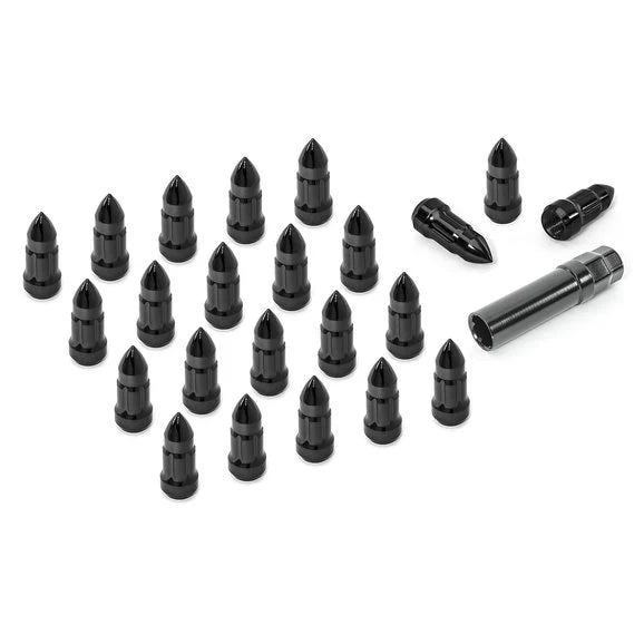 Rugged Ridge 16715.25 Bullet Style Lug Nut Kit in Black for 87-18 Jeep Vehicles