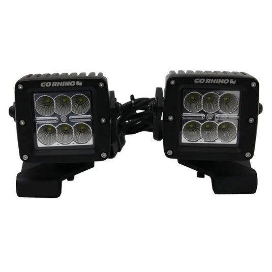 Go Rhino 732230T 3" LED Cube Light Hood Mount Brackets for 18-20 Jeep Wrangler JL Unlimited & Gladiator JT