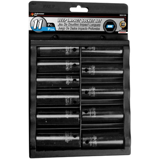 Performance Tool M591DB 10 Piece 1/2" Drive Metric Deep Impact Socket Set