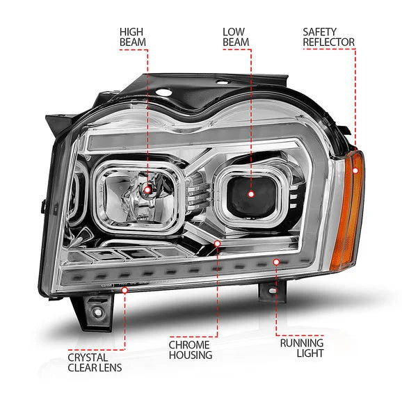 Load image into Gallery viewer, Anzo USA Projector Switchback Plank Style Headlights for 05-07 Grand Cherokee WK
