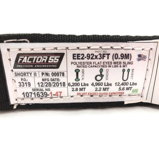 Factor 55 00078 Shorty Strap II 3' x 2"