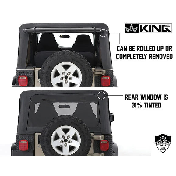 Load image into Gallery viewer, King 4WD 14010235 Premium Replacement Soft Top without Doors for 97-06 Jeep Wrangler TJ
