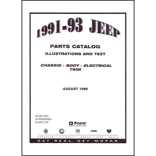 Bishko Automotive Literature Factory Authorized Parts Catalog for 74-96 Jeep Vehicles