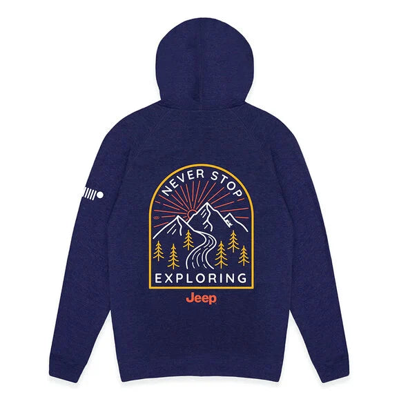 Jeep Merchandise Mens Jeep Never Stop Exploring Zip French Terry Hooded Sweatshirt