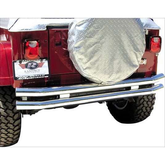 Rampage Products 8449 Front or Rear Double Tube Bumper without Hoop in Stainless Steel for 76-06 Jeep CJ-5, CJ-7, CJ-8 Scrambler, Wrangler YJ, TJ & Unlimited