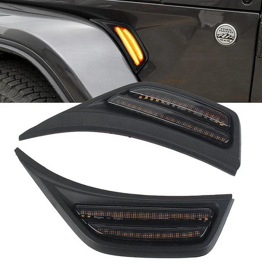 Overtread 19052 Front Fender Air Vent LED Lights for 18-20 Jeep Wrangler JL & 2020 Gladiator JT