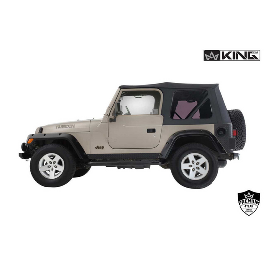 King 4WD Premium Replacement Soft Top Without Upper Doors, Black Diamond With Tinted Windows, Jeep Wrangler TJ 1997-2006