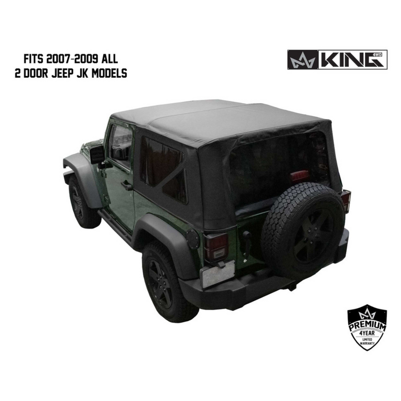 Load image into Gallery viewer, King 4WD Premium Replacement Soft Top, Black Diamond With Tinted Windows, Jeep Wrangler JK 2 Door 2007-2009
