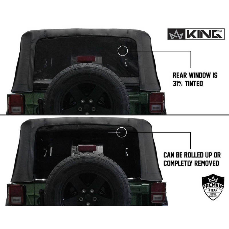 Load image into Gallery viewer, King 4WD Premium Replacement Soft Top, Black Diamond With Tinted Windows, Jeep Wrangler JK 2 Door 2007-2009
