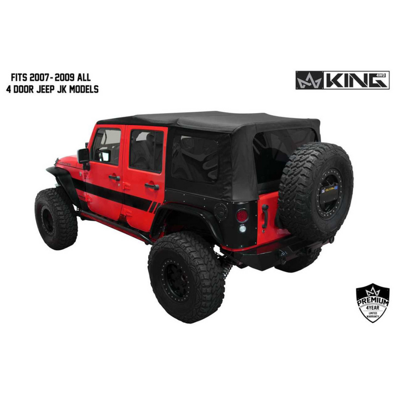 Load image into Gallery viewer, King 4WD Premium Replacement Soft Top, Black Diamond With Tinted Windows, Jeep Wrangler Unlimited JK 4 Door 2007-2009
