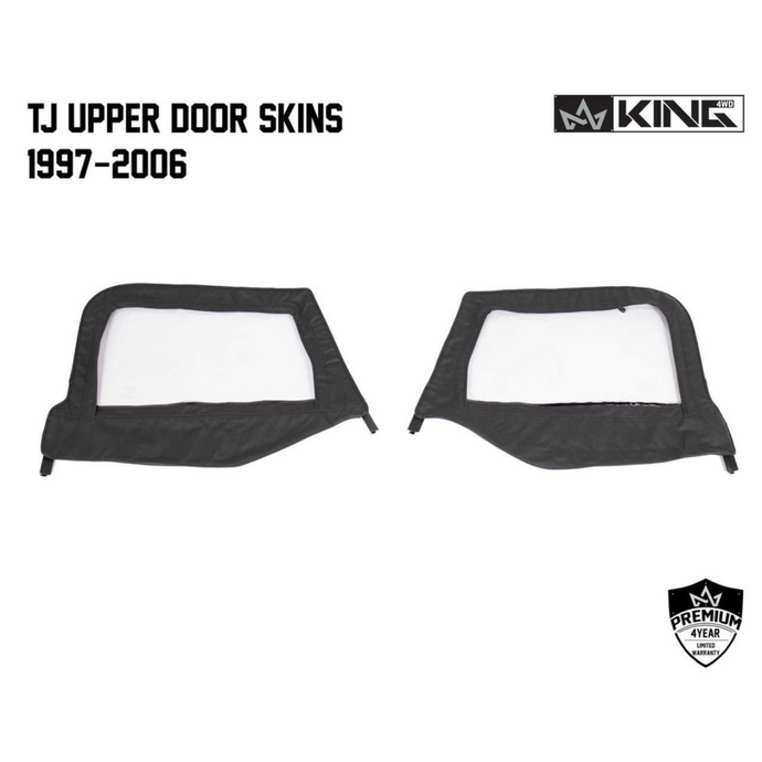 King 4WD Premium Upper Door Skins Black Diamond Passenger & Driver Side Jeep Wrangler TJ 1997-2006