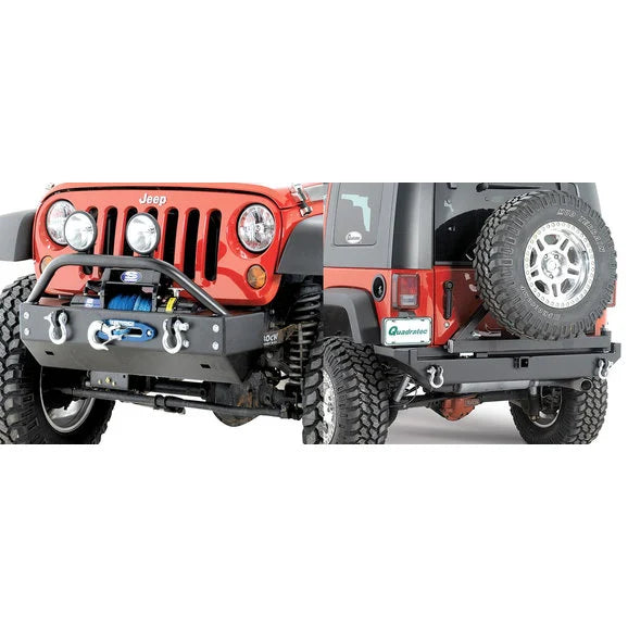 Load image into Gallery viewer, Rock Hard 4X4 Shorty Front Bumper with Lowered Winch Plate &amp; Rear Bumper for 07-18 Jeep Wrangler JK
